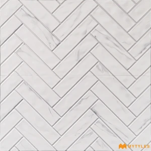 undefined-Geo White Herringbone Matt Ceramic Wall Tile Code39597 300x600mm 6Pc