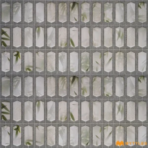 undefined-Grey Picket Grid Matt Ceramic Textured Tile Code40106 300x600mm 6Pc