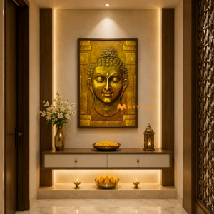 undefined-Golden Buddha Poster Wall Tile Code27371 (2x3Feet, Glossy)-KC-2268 