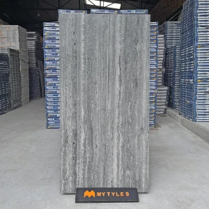 undefined-Striated Grey Matt Vitrified Travertine Tile Code40375 600x1200mm 2Pc Pack