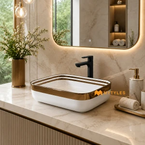 undefined-Ceramic White Table Top Wash Basin Code36001 (325x450mm, Glossy)