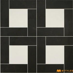 undefined-Coal Black Pinwheel Matt Ceramic Moroccan Tile Code39778 300x300mm 11Pc