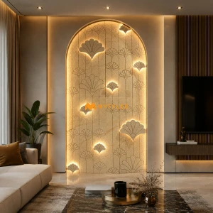 undefined-Teak Sandstone Mural MYTMU027 (2x4 Feet, Sandblast Finish)