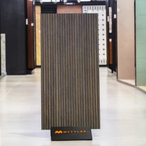 undefined-Vitrified Black Wooden Floor and Wall Tile Code37009 (600x1200mm, Punch)