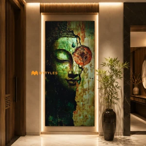 undefined-Vitrified Buddha Zen Harmony Poster Wall Tile Code37903 (4x6 Feet, Matt)