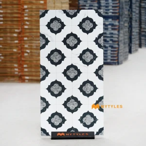 undefined-White & Black Monochrome Floor and Wall Tile Code39034 (600x1200mm, Marble Matt)