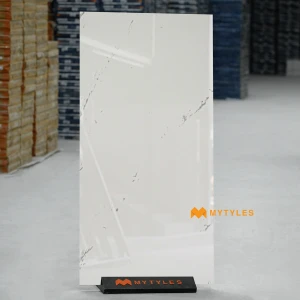 undefined-River White Glossy Double Charged Marble Vitrified Tile Code38882 600x1200mm 2Pc