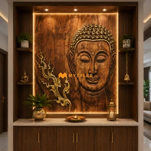 undefined- Customized Buddha Poster Wall Tile (3x4 Feet, Matt, 4Pcs)