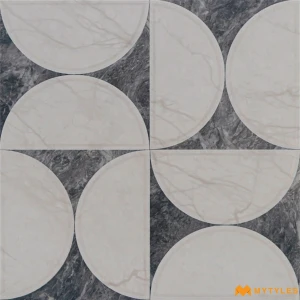 undefined-Retro Monochrome Grey Luster Ceramic Inlay Tile Code40694 300x300mm 10Pc