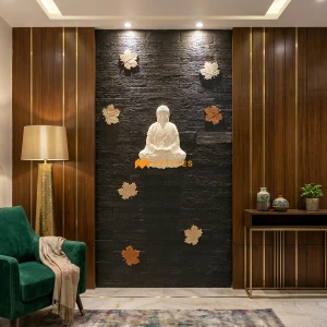 undefined-Concrete Buddha Mural With Leaf Code29087 (2x2ft Approx, 1Pc Pkg)