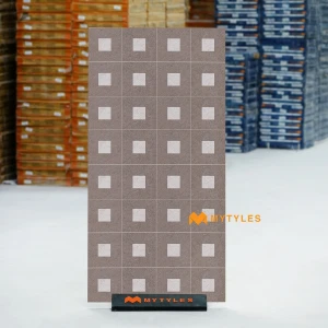 Mocha Brown Grid Vitrified Tile Code40465