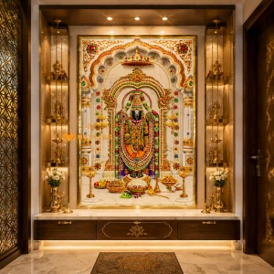 undefined-Vitrified White Venkateshwara Poster Wall Tile Code38495 (4x6 Feet, Glossy)