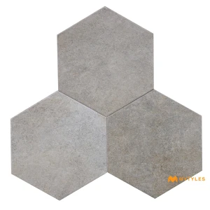 undefined-Vitrified Gray Hexagon Floor and Wall Tile Code39097 (220x255mm, Matt)