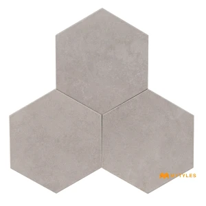 undefined-Vitrified Gray Hexagon Floor and Wall Tile Code39090 (220x255mm, Matt)