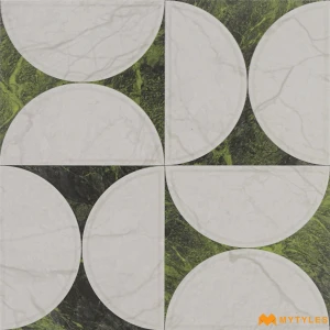 undefined-Retro Bauhaus Green Luster Ceramic Inlay Tile Code40695 300x300mm 10Pc