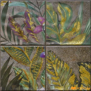 undefined-Ceramic Brown Tropical Wall Tile Code38975 (300x300mm, Metallic)