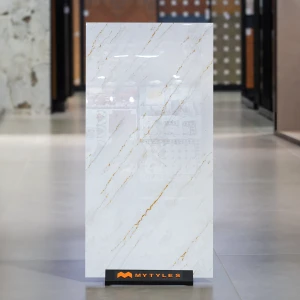 undefined-White Gold Line Marble Look Vitrified Tile Code38208