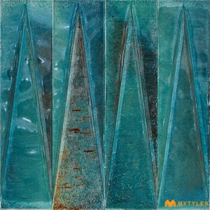 Teal Blue Prism Geometric Wall Tile Code39429
