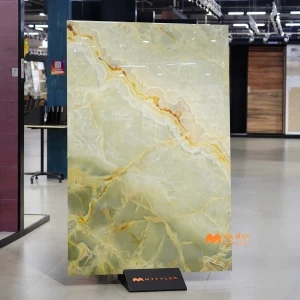 undefined-Jade Green Onyx Marble Look Vitrified Slab Tile Code37274