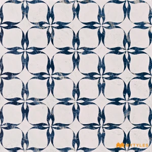 undefined-Blossom Blue Moroccan Matt Vitrified Tile Code39815 600x600mm 3Pc
