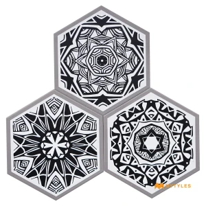 undefined-Vitrified Black Hexagon Floor and Wall Tile Code39082 (220x255mm, Matt)