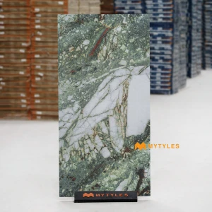 undefined-Vitrified Green Marble Look Floor and Wall Tile Code38910 (600x1200mm, Granula)