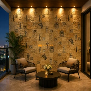 undefined-Natural Stone Mural Egypt design MYTMU011 (Rustic, Slatestone)