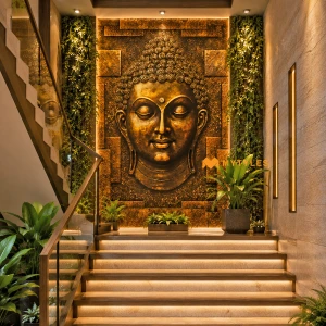 undefined-Poster Wall Tile - Buddha Wooden Box Code23550 (4x6 Feet, Matt, 12Pcs)