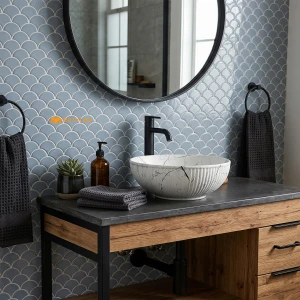 undefined-Ceramic White Wash Basin Code36020 (380x380x140mm, Matt)