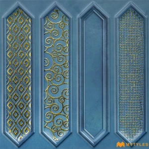 undefined-Ceramic Blue Picket Wall Tile Code38989 (300x300mm, Metallic)
