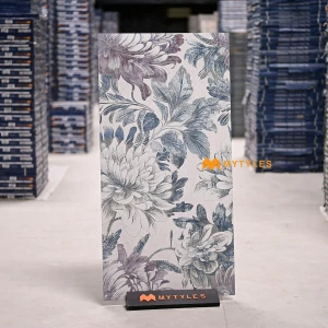 undefined-Vitrified Blue Tropical Floor and Wall Tile Code37088 (600x1200mm, Carving Matt)
