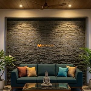 undefined-Natural Stone Wall Cladding Code16442 (150x600mm, Stone) -  Galaxy Black