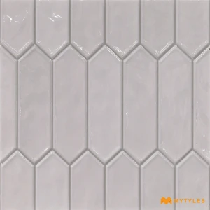 undefined-Nova White Picket Glossy Ceramic Geometric Wall Tile Code39446 300x300mm 11Pc