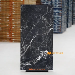 undefined-Vitrified Black Marble Look Floor and Wall Tile Code38904 (600x1200mm, Matt)