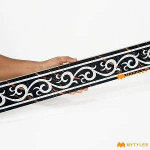 undefined-Vitrified Black Border Tile Code33824 (100x1200mm, Glossy)