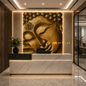 undefined-Poster Wall Tile -Buddha P-819 Code18332 (3x4 Feet, Matt, 8Pcs)