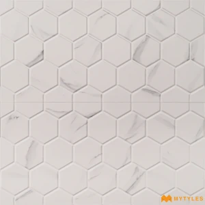 undefined-Geo White Honeycomb Matt Ceramic Wall Tile Code39598 300x600mm 6Pc