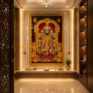 undefined-Lord Venkateshwara Golden Poster Wall Tile Code32266 (4x6 Feet, Glossy, 3Pcs))