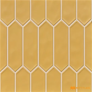 undefined-Yellow Ochre Picket Ceramic Geometric Wall Tile Code39463 300x300mm 11Pc