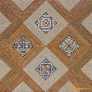 undefined-Brown Oak Parquet Matt Vitrified Parking Tile Code40940 400x400mm 5Pc Pack
