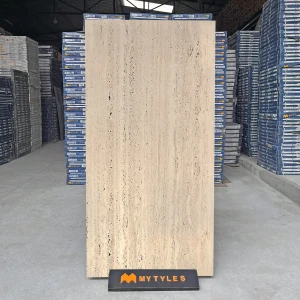 undefined-Striated Beige Matt Vitrified Travertine Tile Code40376 600x1200mm 2Pc Pack
