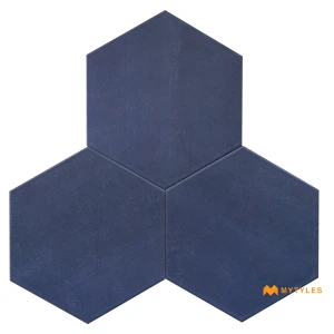 undefined-Vitrified Blue Hexagon Floor and Wall Tile Code39079 (220x255mm, Matt)