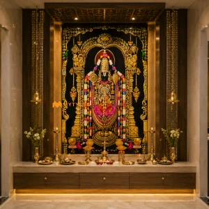 undefined-Lord Venkateshwara Golden Poster Wall Tile Code32267 (4x6 Feet, Glossy, 3Pcs)