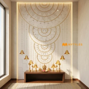 undefined-Sacred Hanging Bell White Lippan Art Mirror Mural Tile Code40851 1200x1800mm 3Pc