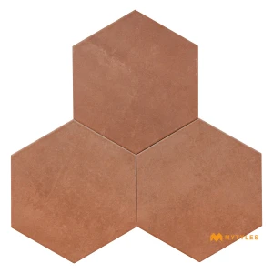undefined-Vitrified Brown Hexagon Floor and Wall Tile Code39077 (220x255mm, Matt)