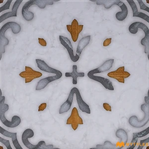undefined-Off-White Floral Medallion Matt Vitrified Moroccan Tile Code40685 300x300mm