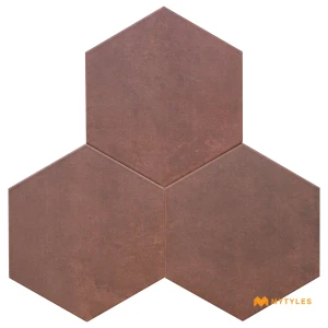 undefined-Vitrified Brown Hexagon Floor and Wall Tile Code39086 (220x255mm, Matt)