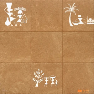 undefined-Vitrified Brown Moroccan Floor and Wall Tile Code36659 (400x400mm, Matt)