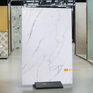 undefined-White Carrara Marble Look Vitrified Slab Tile Code37184