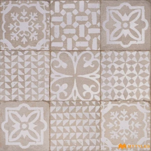 undefined-Kasma Blanc Grey GHR Ceramic Moroccan Tile Code40769 300x300mm 11Pc